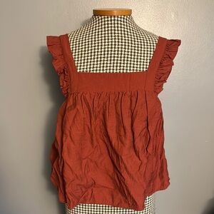 Women's Ruffled Sleeveless Top - Rust